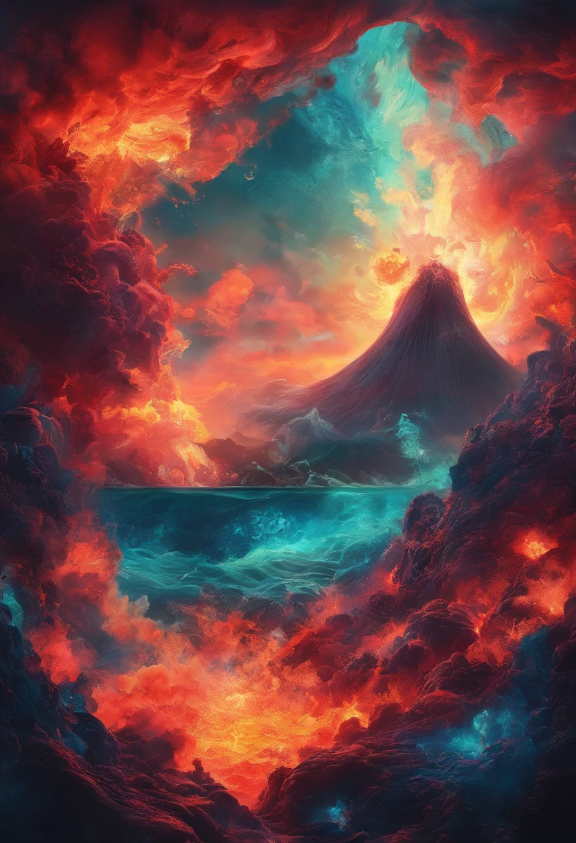 ocean floor,Undersea volcanic eruption,magma,vapour,8K分辨率