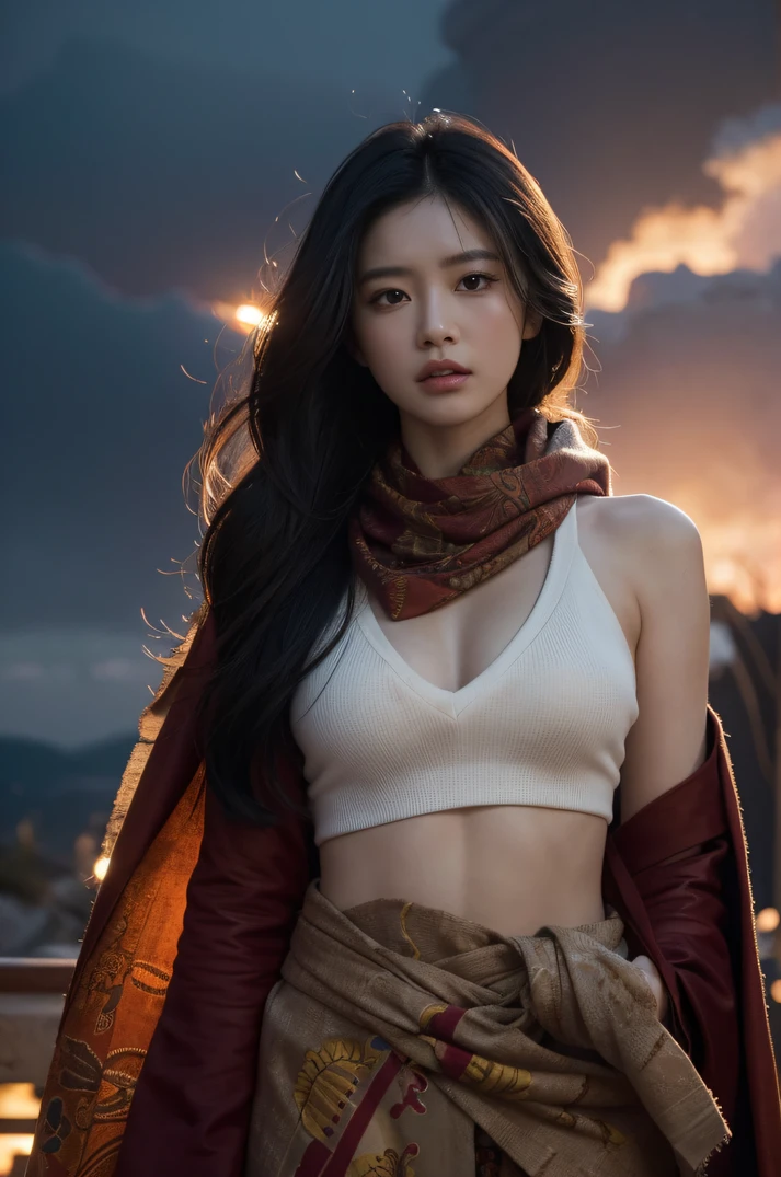 CG Giant Secret Realm,Asian women pose in colorful bikinis, Realistic secret manga girl rendering, detailed face of a asian girl, Realistic in the secret world, Smooth CG art, Realistic. Cheng Yi, Realistic secret style, A lovely secret rendering, Rendu portrait 8k, Render character art 8 K, Kawaii realistic portrait, (Linen batik scarf), Angry fighting stance, looking at the ground, Batik linen bandana, Chinese python pattern long-sleeved garment,Uncharted(Abstract propylene splash:1.2), Dark clouds lightning background,废墟(realisticlying:1.4),Black color hair,Flour fluttering,Telephoto lens high, A high resolution, the detail, RAW photogr, Sharp Re, Nikon D850 Film Stock Photo by Jefferies Lee 4 Kodak Portra 400 Camera F1.6 shots, Rich colors, ultra-realistic vivid textures, Dramatic lighting,8K quality, Girls,Backstreets, Dark clouds lightning background(realisticlying:1.4),Black color hair,Uncharted, RAW photogr, Sharp Re, Nikon D850 Film Stock Photo by Jefferies Lee 4 Kodak Portra 400 Camera F1.6 shots, Rich colors, ultra-realistic vivid textures, Drama light film CG society,Tropical canyon battle scene、Chinese big breasts、Vintage trench coat、three kingdom、ember、100 people、Faraway view、intense battles、high detal、masuter piece、NSFW,Multi-layered long-sleeved gauze garment,Quick-dry vest,Colorful cotton and linen sweater,Red and black snake cloak cloak,Doomsday ruins(Uncharted)Climb the streets(Armageddon)eyes filled with angry,He clenched his fists,2b03ff492ecab2adc66344ea0c63d2ca