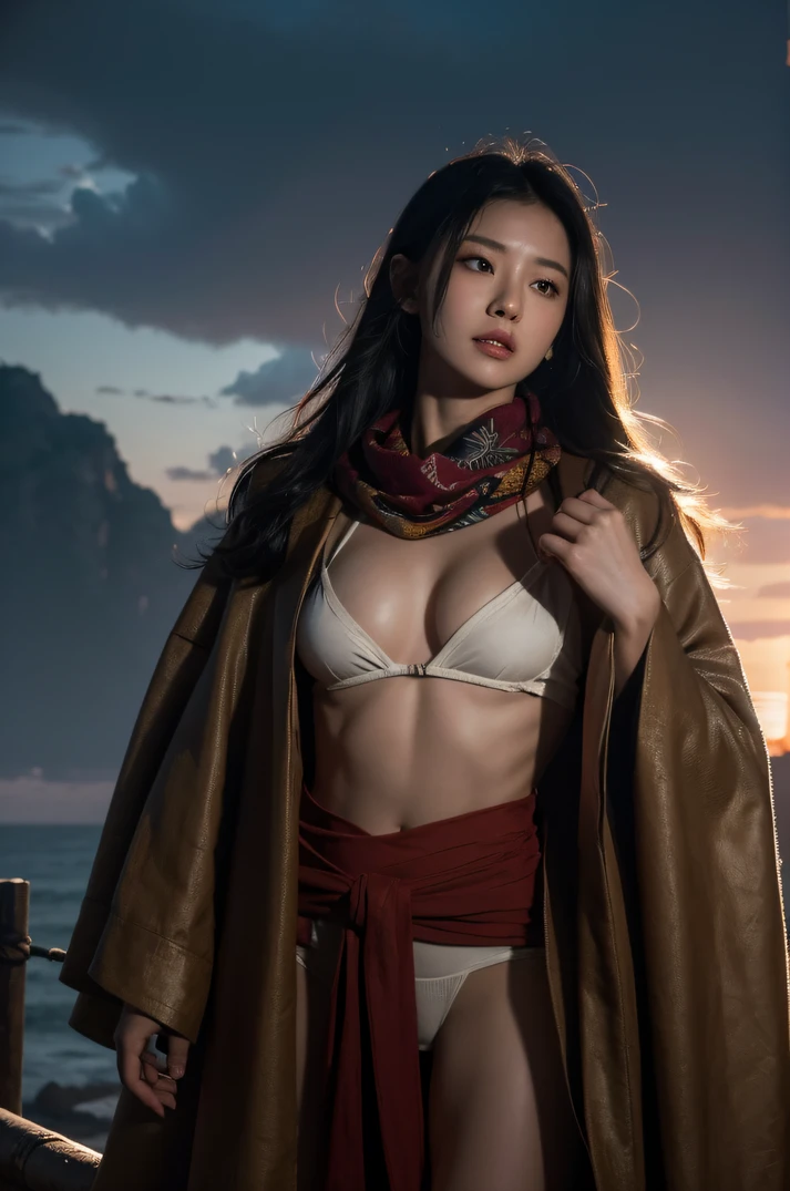 CG Giant Secret Realm,Asian women pose in colorful bikinis, Realistic secret manga girl rendering, detailed face of a asian girl, Realistic in the secret world, Smooth CG art, Realistic. Cheng Yi, Realistic secret style, A lovely secret rendering, Rendu portrait 8k, Render character art 8 K, Kawaii realistic portrait, (Linen batik scarf), Angry fighting stance, looking at the ground, Batik linen bandana, Chinese python pattern long-sleeved garment,Uncharted(Abstract propylene splash:1.2), Dark clouds lightning background,废墟(realisticlying:1.4),Black color hair,Flour fluttering,Telephoto lens high, A high resolution, the detail, RAW photogr, Sharp Re, Nikon D850 Film Stock Photo by Jefferies Lee 4 Kodak Portra 400 Camera F1.6 shots, Rich colors, ultra-realistic vivid textures, Dramatic lighting,8K quality, Girls,Backstreets, Dark clouds lightning background(realisticlying:1.4),Black color hair,Uncharted, RAW photogr, Sharp Re, Nikon D850 Film Stock Photo by Jefferies Lee 4 Kodak Portra 400 Camera F1.6 shots, Rich colors, ultra-realistic vivid textures, Drama light film CG society,Tropical canyon battle scene、Chinese big breasts、Vintage trench coat、three kingdom、ember、100 people、Faraway view、intense battles、high detal、masuter piece、NSFW,Multi-layered long-sleeved gauze garment,Quick-dry vest,Colorful cotton and linen sweater,Red and black snake cloak cloak,Doomsday ruins(Uncharted)Climb the streets(Armageddon)eyes filled with angry,He clenched his fists,2b03ff492ecab2adc66344ea0c63d2ca
