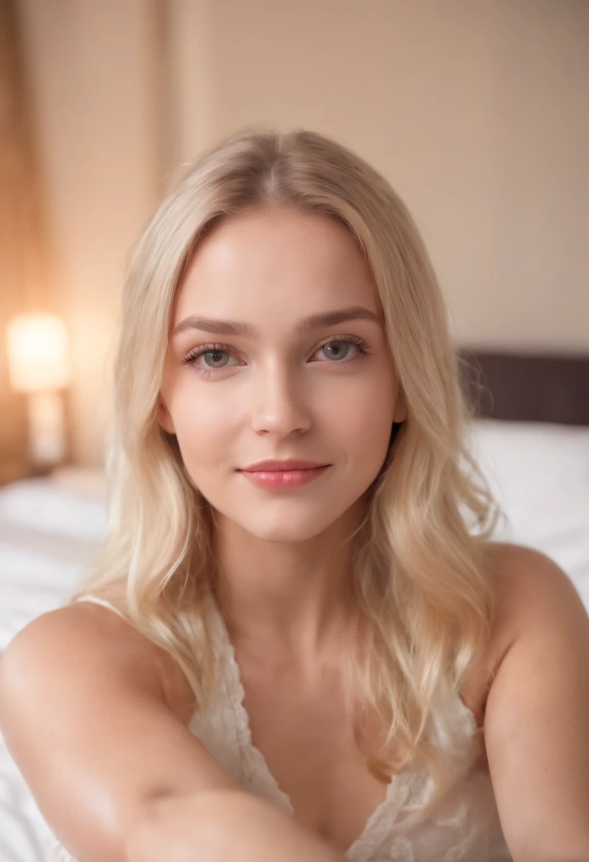 Photo of a 20-year-old Deutsch-Amerikanerin, eine attraktive Frau mit langen, welligen blonden Haaren und bezaubernden blauen Augen, ((portrait)), ((detailliertes Gesicht:1.2)), ((detailed facial features)), ((fein detaillierte Haut)), ((highest quality: 8K UHD)), ((Ultra-Details: 20 MP)), fotografiert mit der Canon EOS R5 und 50mm Lens, F/2.8, nffsw, This revealing picture shows a beautiful blonde woman, ((revealing clothing)), lying seductively on a bed in a professional setting, ((Studiobeleuchtung,Schwarzes Kleid