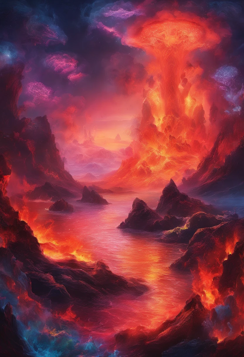 ocean floor,Undersea volcanic eruption,magma,vapour,8K分辨率
