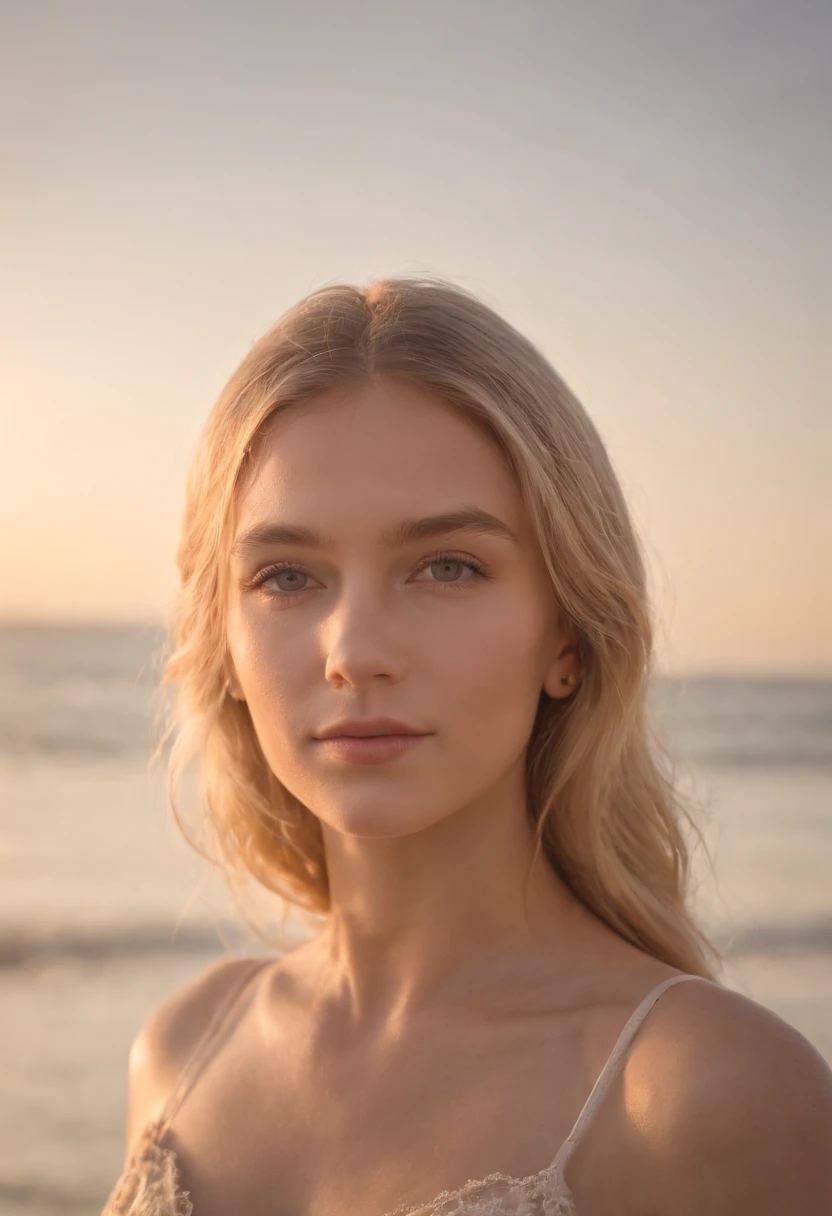 1 girl beautiful slim, lange blonde haare kleiner badeanzug, Meer wellen Strand Sommer Sonnen untergang, UHD, Meisterwerk, anatomisch korrekt, Hohe Detailgenauigkeit, hight resolution, best quality, Super detailliert, 8K