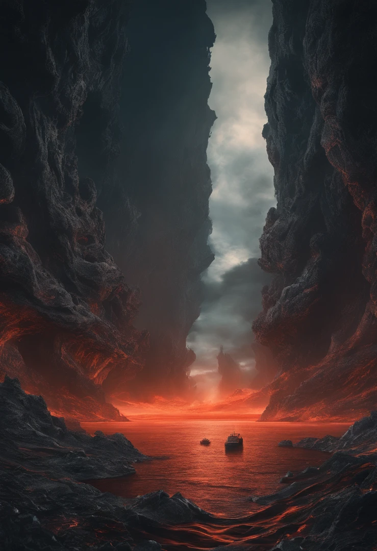 ocean floor,Undersea volcanic eruption,magma,vapour,8K分辨率