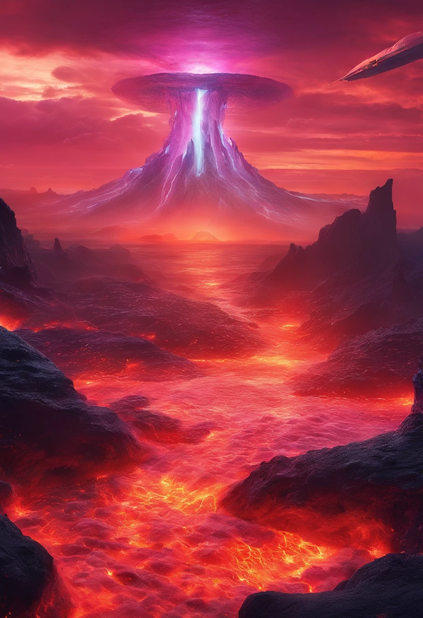 ocean floor,Undersea volcanic eruption,magma,vapour,8K分辨率
