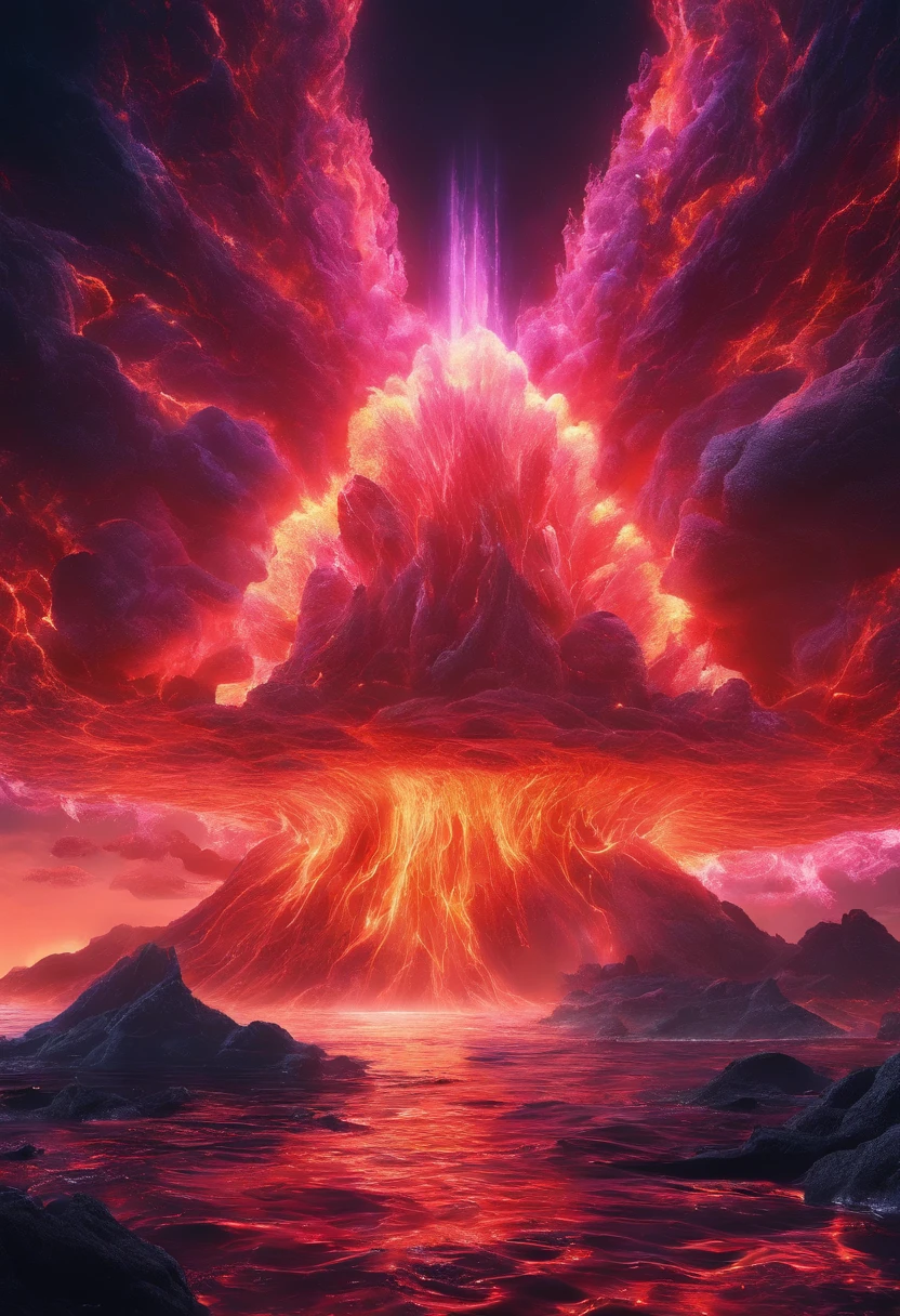 ocean floor,Undersea volcanic eruption,magma,vapour,8K分辨率