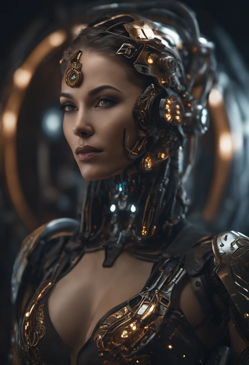 full body cyborg| full-length portrait| detailed face| symmetric| steampunk| cyberpunk| cyborg| intricate detailed| to scale| hyperrealistic| cinematic lighting| digital art| concept art| mdjrny-v4 style