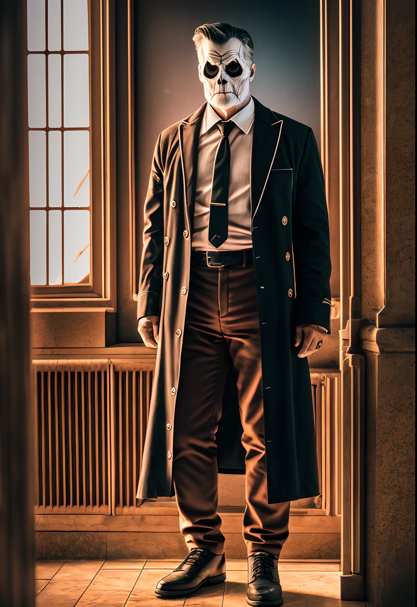 ((full body)), Scary Halloween man, night lighting, dramatic lighting, canon R6 RF100mm F2.8 L MACRO IS USM lens, ISO 100 f.2.6 photo realism, ray traced reflections, Cinestill 800T cinematic lighting, soft lighting, intricate details, depth of field, photography, cinematic shot, cold tone - --auto --s2