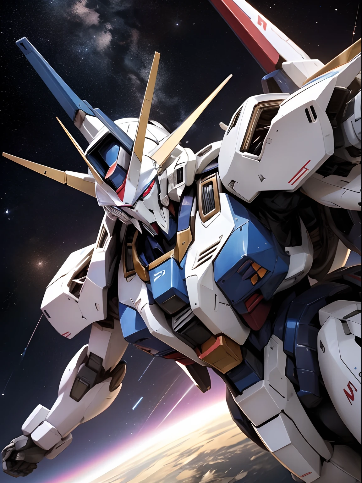 BlueZGundam、Mobile Suit Robot、flying in space
