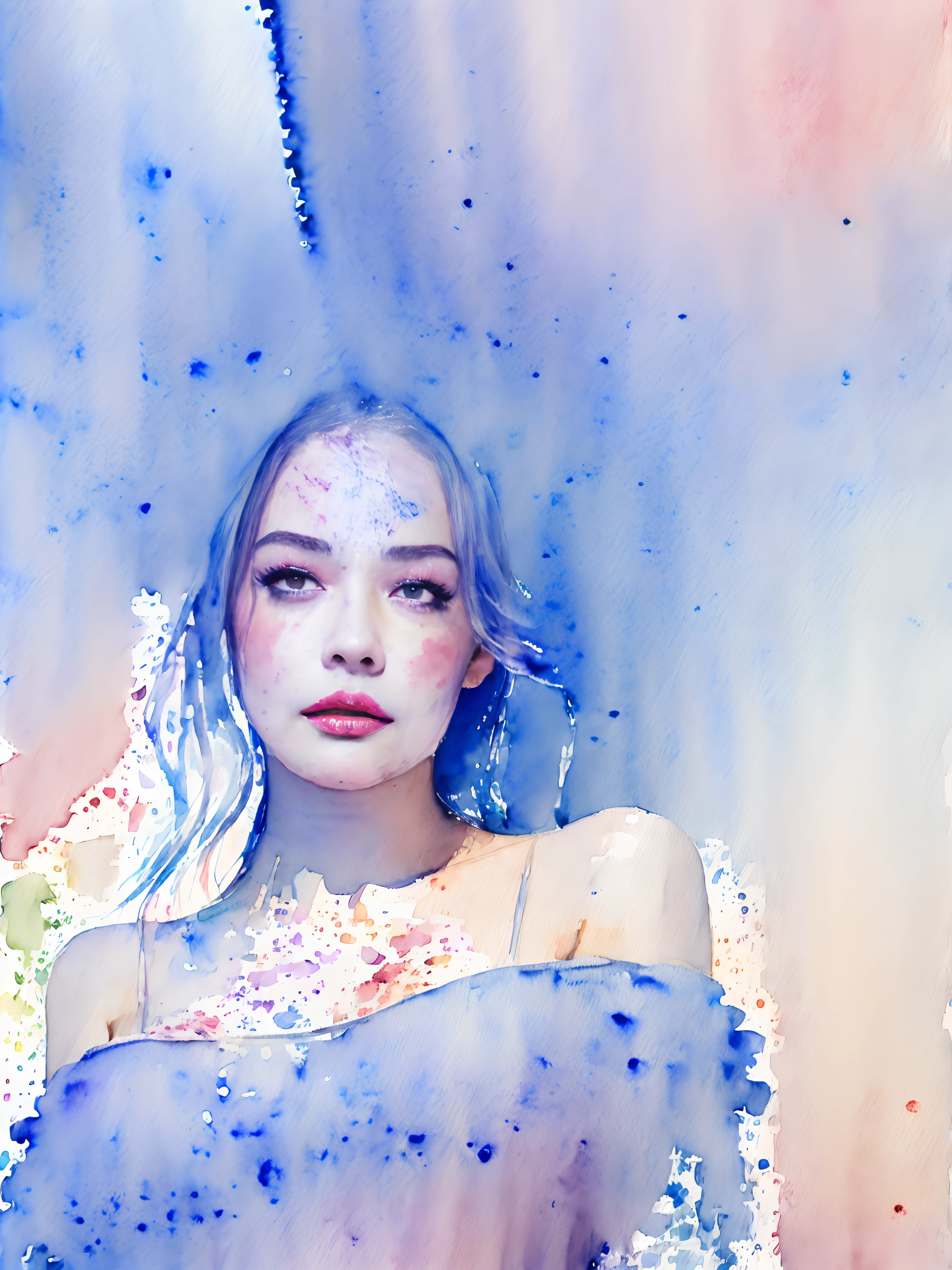 (Watercolor style:ung Sensual Gravure Idol、beautiful girls face、Young cute gravure idol、奈良美智、Young Gravure Idol、If々Japan Girl、Close up of Rain Iwakura、Pull Shorthair、Photos taken with Sony A7R,undergarment:1.3,(huge-breasted:1.1),((Top image quality、8K、masuter piece、:1.3))、Super fine face、Ultra Fine Lips、Fine Eye、二重まぶた、(Hands raised)、(A sexy:1.2)、full body Esbian、Super fine face、Ultra-fine lips、Breakdown、二重まぶた:1.2(Photorealsitic、Raw photography、top-quality:1.4)、Al Eyes、beautidful eyes、(real looking skin)、Beautiful skin、The ultra -The high-definition、the golden ratio、(1 girl in)、