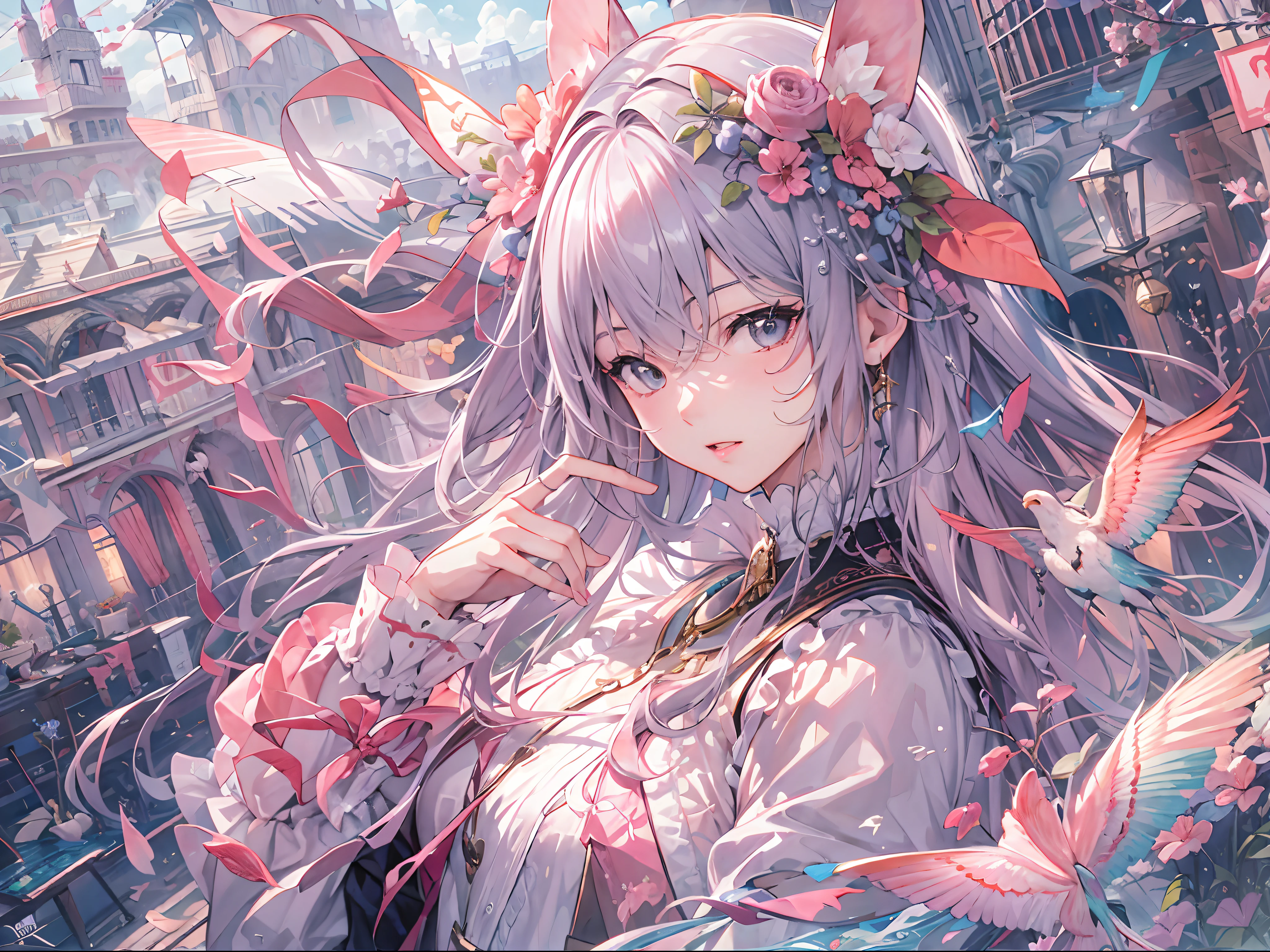 tmasterpiece、top-quality、ultra - detailed、offcial art、aestheticly pleasing、1girl in、Fault art:1.5、extremely colorful:1.5