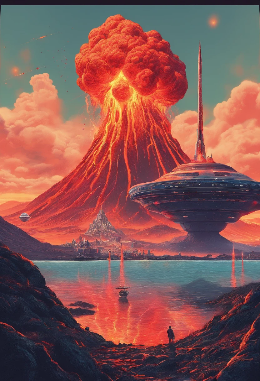Lakeside lava and lava Mount Araf, an ancient city on fire, volcano background, a volcano erupts, mount doom, volcano landscape, fantasy epic digital art, 8k matte painting, 8 k matte painting, volcano exploding, Illustration matte painting, 4k highly detailed digital art, volcano setting, a volcano erupts, fantasy matte painting
