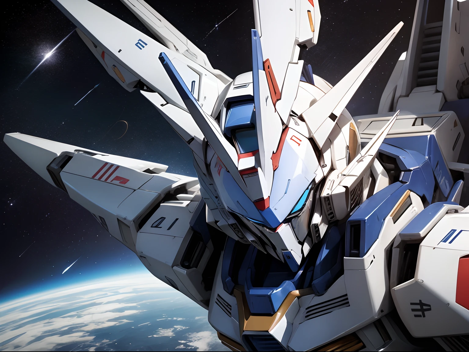 BlueＺGundam、Mobile Suit Robot、flying in space