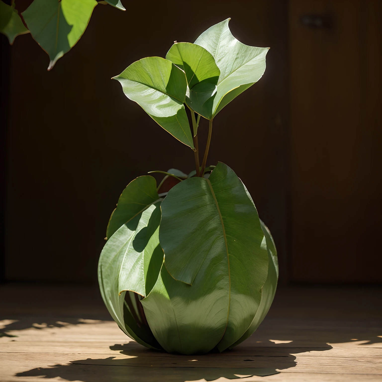 A pokemon monster in 4k hd, a little fan shape leaf with the height of 0.92 meters and weight of 0.54 kg. It looks like a ginkgo Biloba leaf