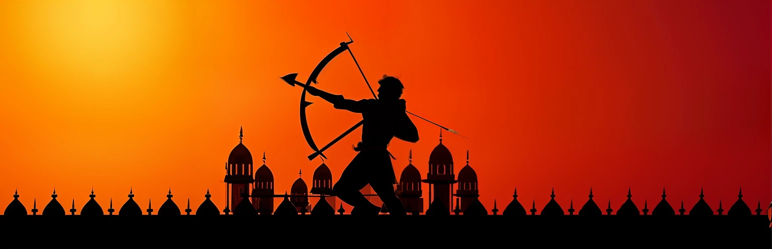 archer in the sunset with bow and arrows, from ramayan, with bow and arrow, archer bow, inspired by Ram Chandra Shukla, archers, by Bholekar Srihari, archer, aiming a bow and arrow, archery, heroic shooting bow pose, pointing his bow, avatar image, aiming, holding bow and arrow, by Saurabh Jethani, archer boy