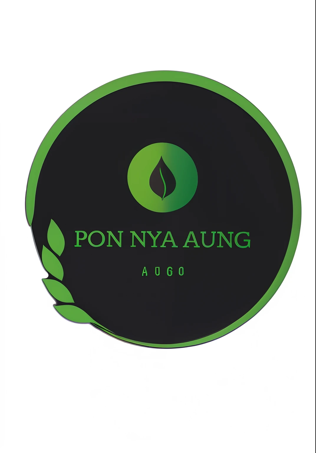 a close up of a black and green logo with a leaf, ayan nag, official product photo, round logo, logo, logo, unga bunga, png, official product image, bong, rounded logo, obunga, business logo, gong, leaked image, joy ang, awingawat, kuntilanak on bayan tree, pony, logo without text