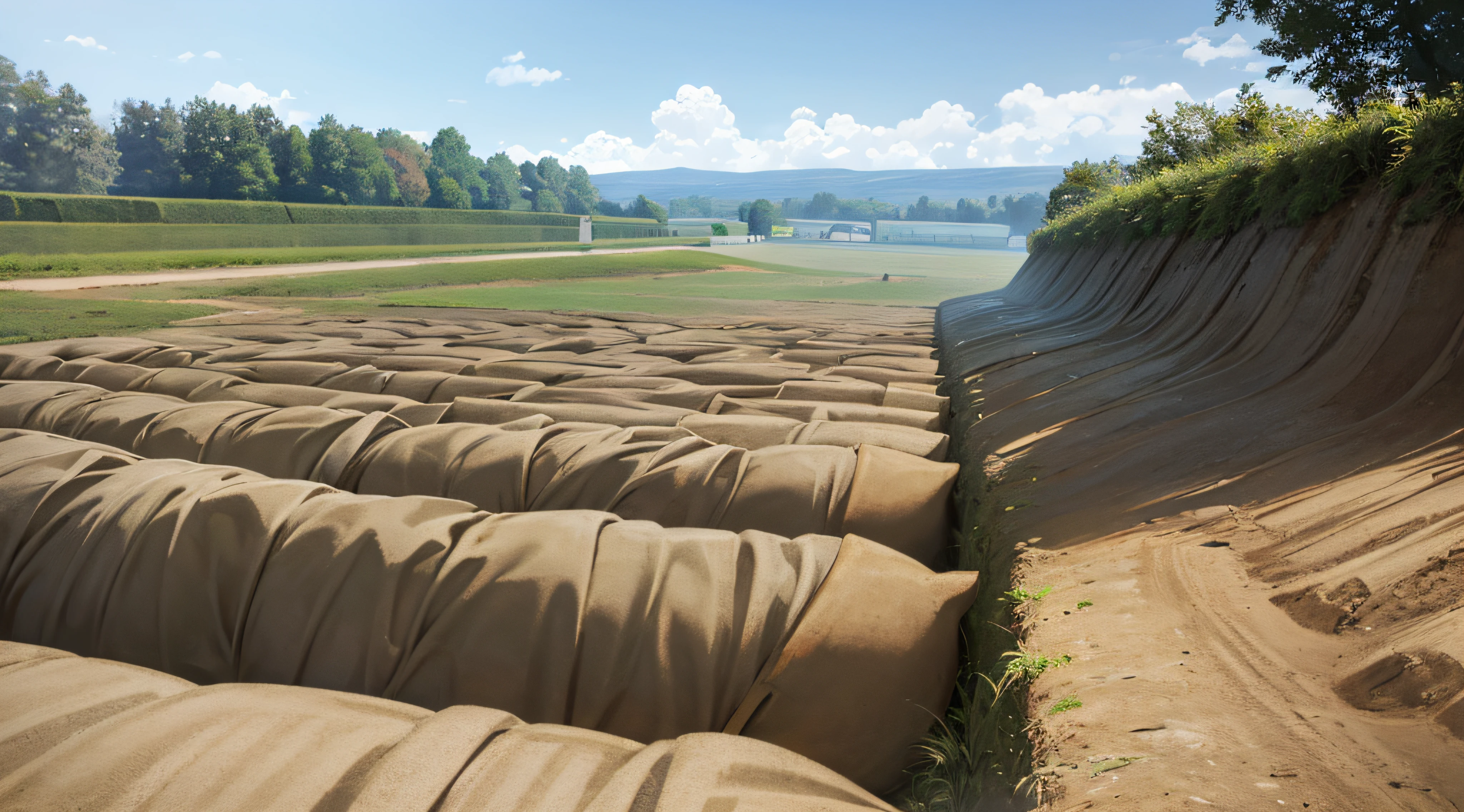 Trenches of world war one sandbags in Belgium