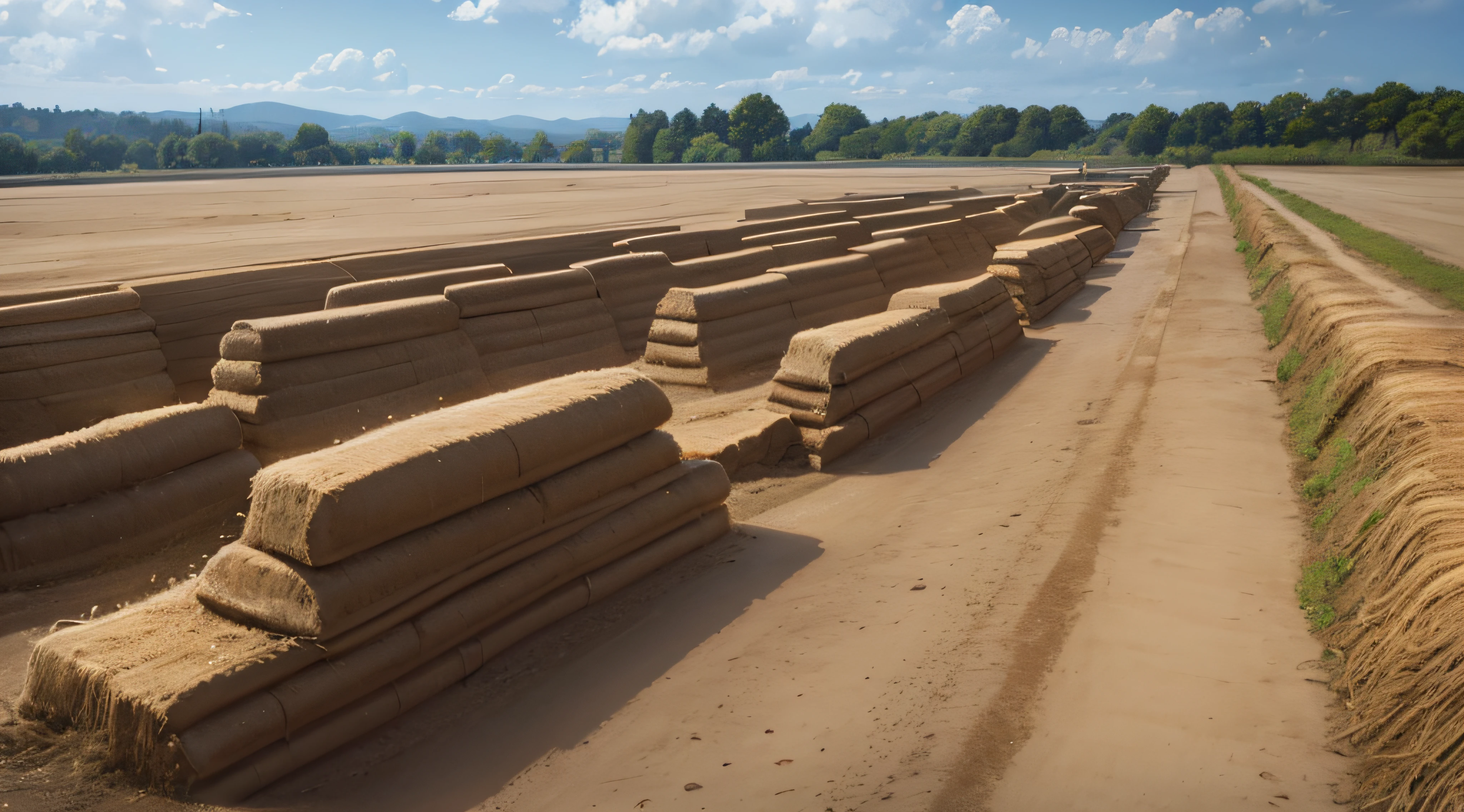 Trenches of world war one sandbags in Belgium
