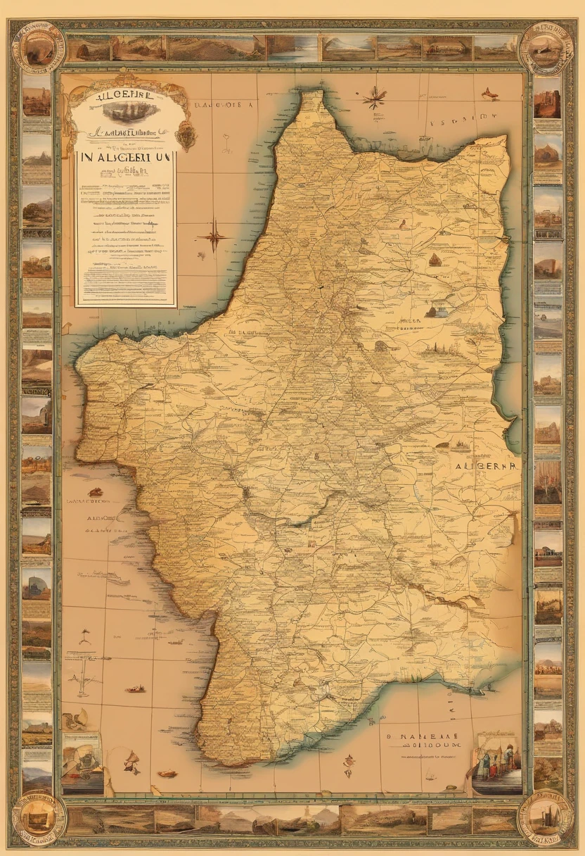 Imagine a scene where, un beau jour,, Map of Algeria contains the landscape for each region