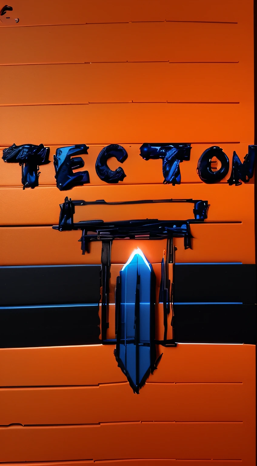 make a logo in bright orange and dark blue colors using this symbol with the word TECTON