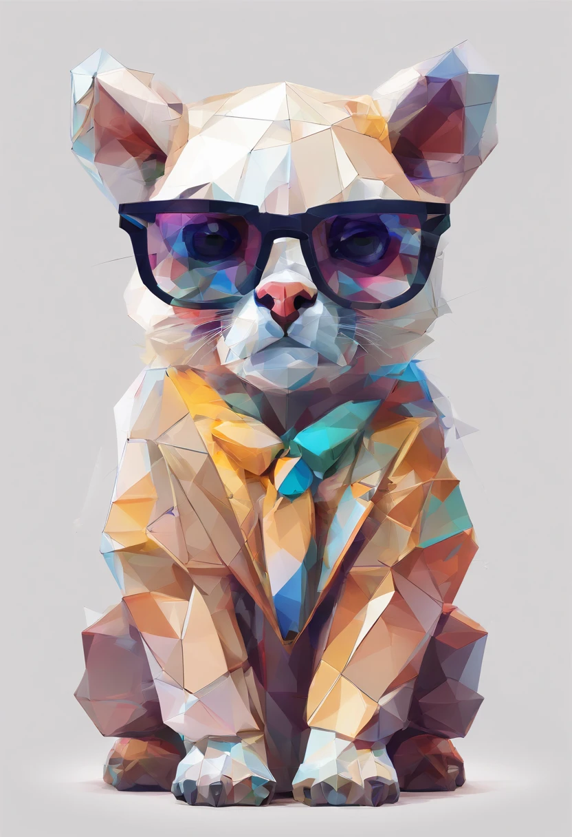 Perfect alignment, Cute little animal in jacket,Crystal Vase,Rose flower, Wearing sunglasses, cheerfulness, Standing position, Abstract beauty, Centered, Looking at the camera, Facing the camera, Approaching perfection, Dynamic, Highly detailed, Smooth, Sharp Focus, 8K, hight resolution, Illustration, art by carne griffiths and wadim kashin, White background