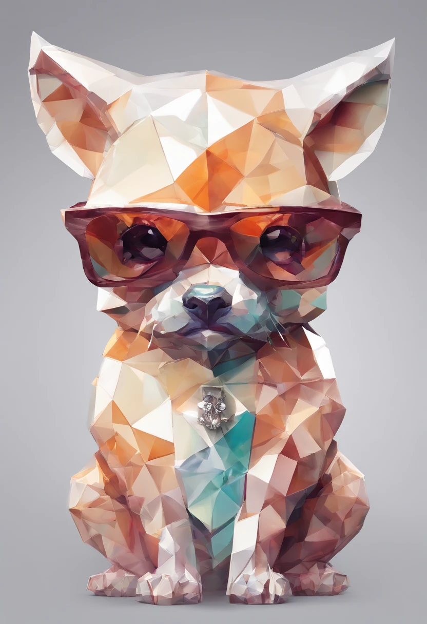 Perfect alignment, Cute little animal in jacket,Crystal Vase,Rose flower, Wearing sunglasses, cheerfulness, Standing position, Abstract beauty, Centered, Looking at the camera, Facing the camera, Approaching perfection, Dynamic, Highly detailed, Smooth, Sharp Focus, 8K, hight resolution, Illustration, art by carne griffiths and wadim kashin, White background