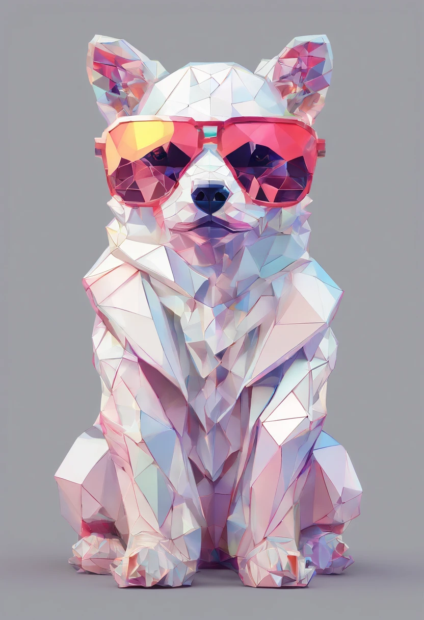 Perfect alignment, Cute little animal in jacket,Crystal Vase,Rose flower, Wearing sunglasses, cheerfulness, Standing position, Abstract beauty, Centered, Looking at the camera, Facing the camera, Approaching perfection, Dynamic, Highly detailed, Smooth, Sharp Focus, 8K, hight resolution, Illustration, art by carne griffiths and wadim kashin, White background