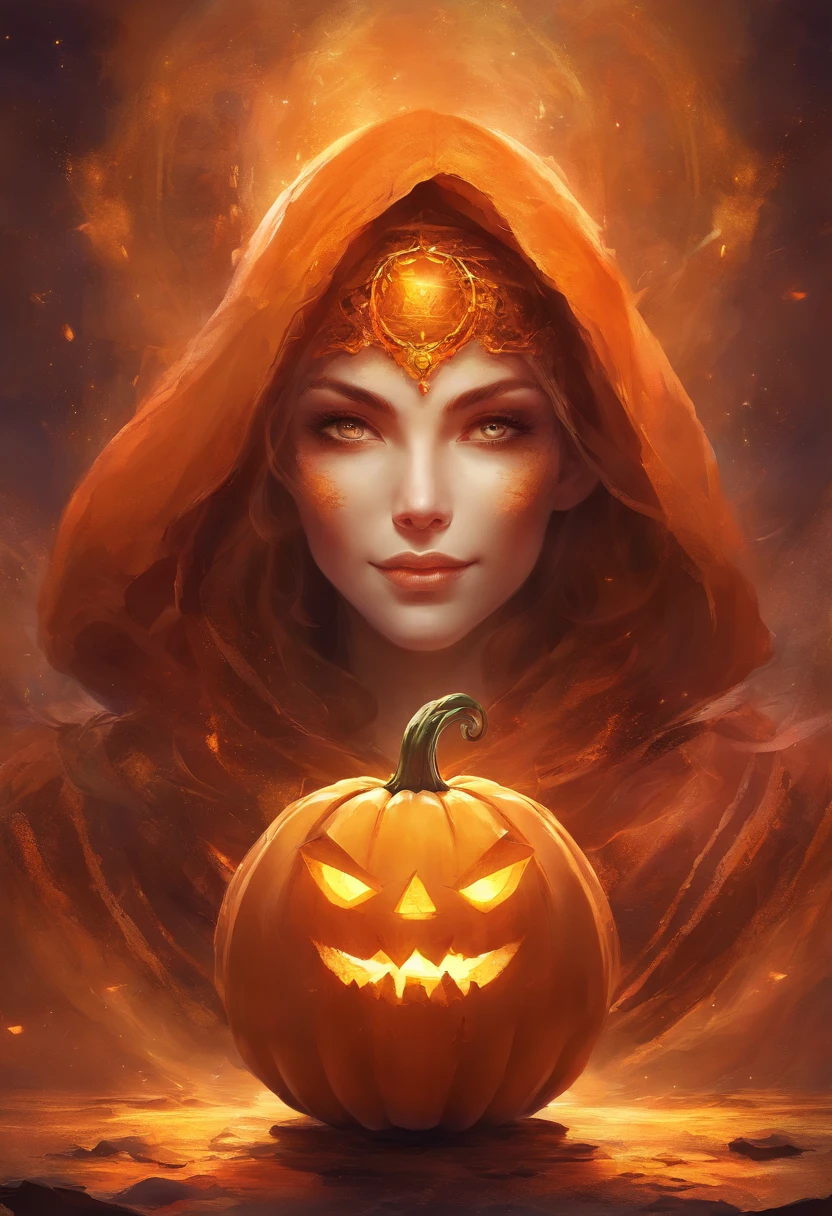 Mysterious pumpkin head, Look straight into the soul, sly look, In space, paradox, In time and space.