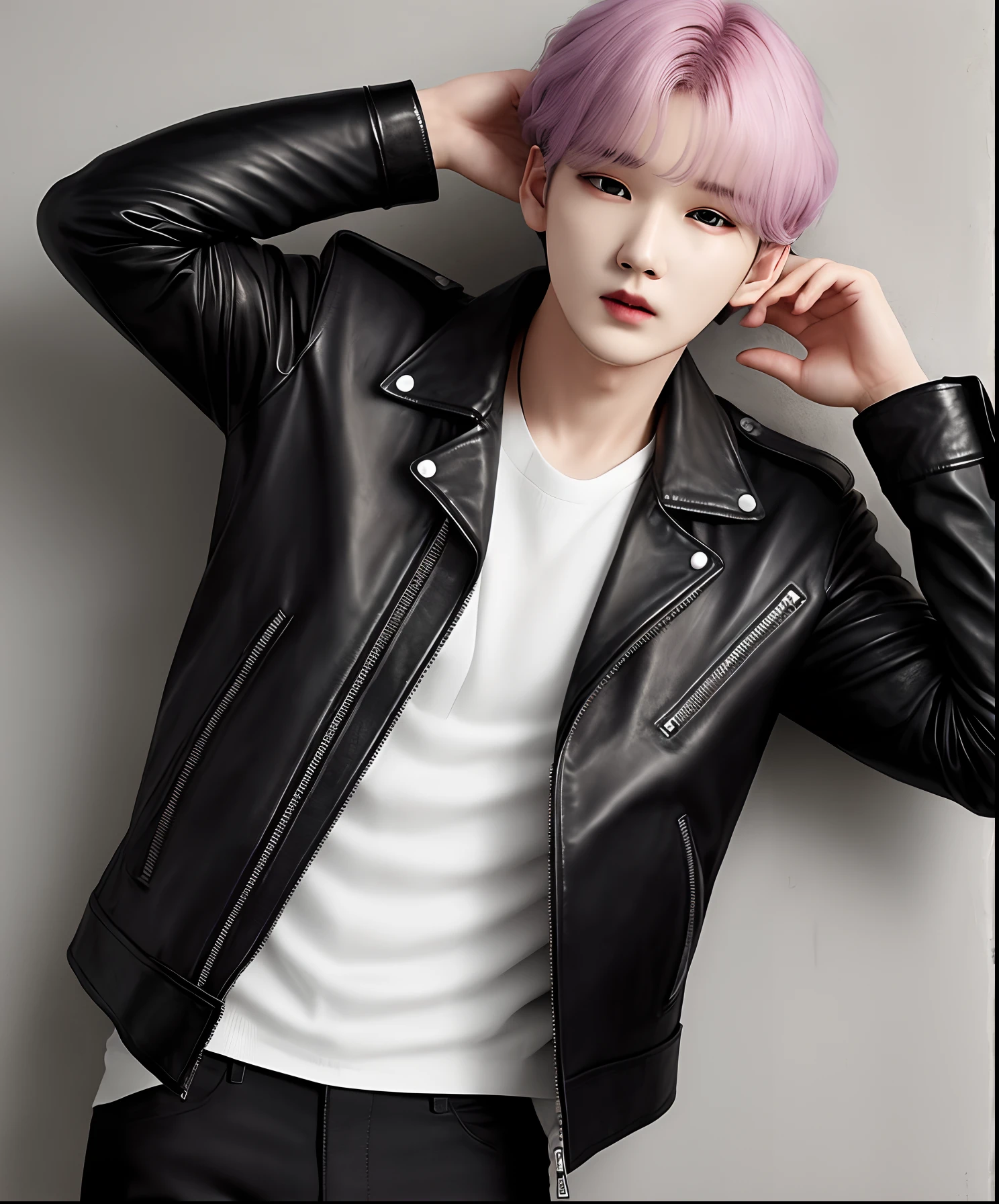 min yoongi black leather jacket realistic