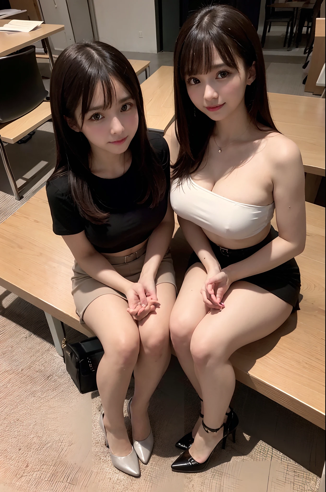 Tallgts,Giantess,foto de corpo inteiro,construction seat,uniformes escolares,Glass,seios grandes,pencil skirts,Meias Lence pretas,Stiletto,(pernas longas:1.2), extremamente alta,Acima da casa,Looks bonitos,Maquiagem delicada,perfect lighting,cinematic quality,8k,alta qualidade,(GTS:1.5),Aerial view,With lowercase,grupo