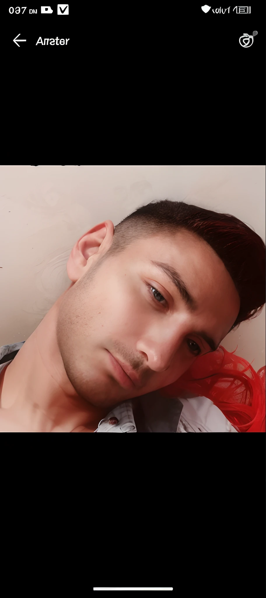 Ultra realistic, dashing attractive male with bright red hair, embodies the look like Constantine, shadow creature that’s behind him in the shape of a wolf shape