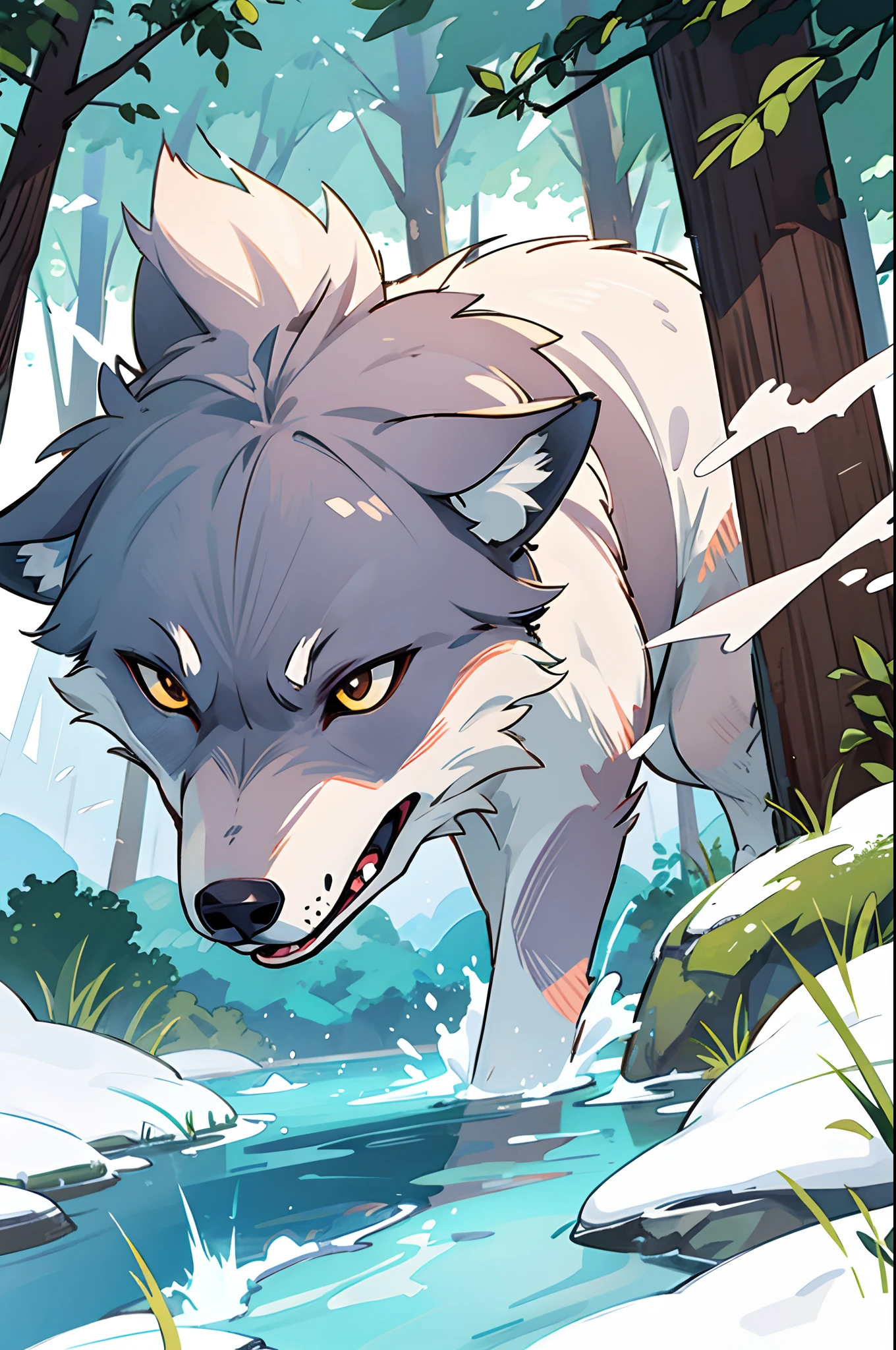 in woods、One Wolf、Aiming for prey