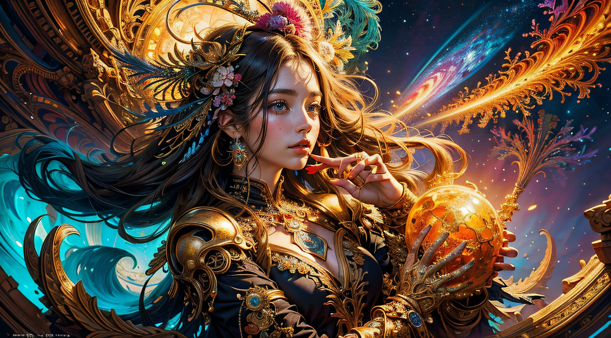 (masterpiece, top quality, best quality, official art, beautiful and aesthetic:1.2), (1girl), extreme detailed,(fractal art:1.3),colorful,highest detailed