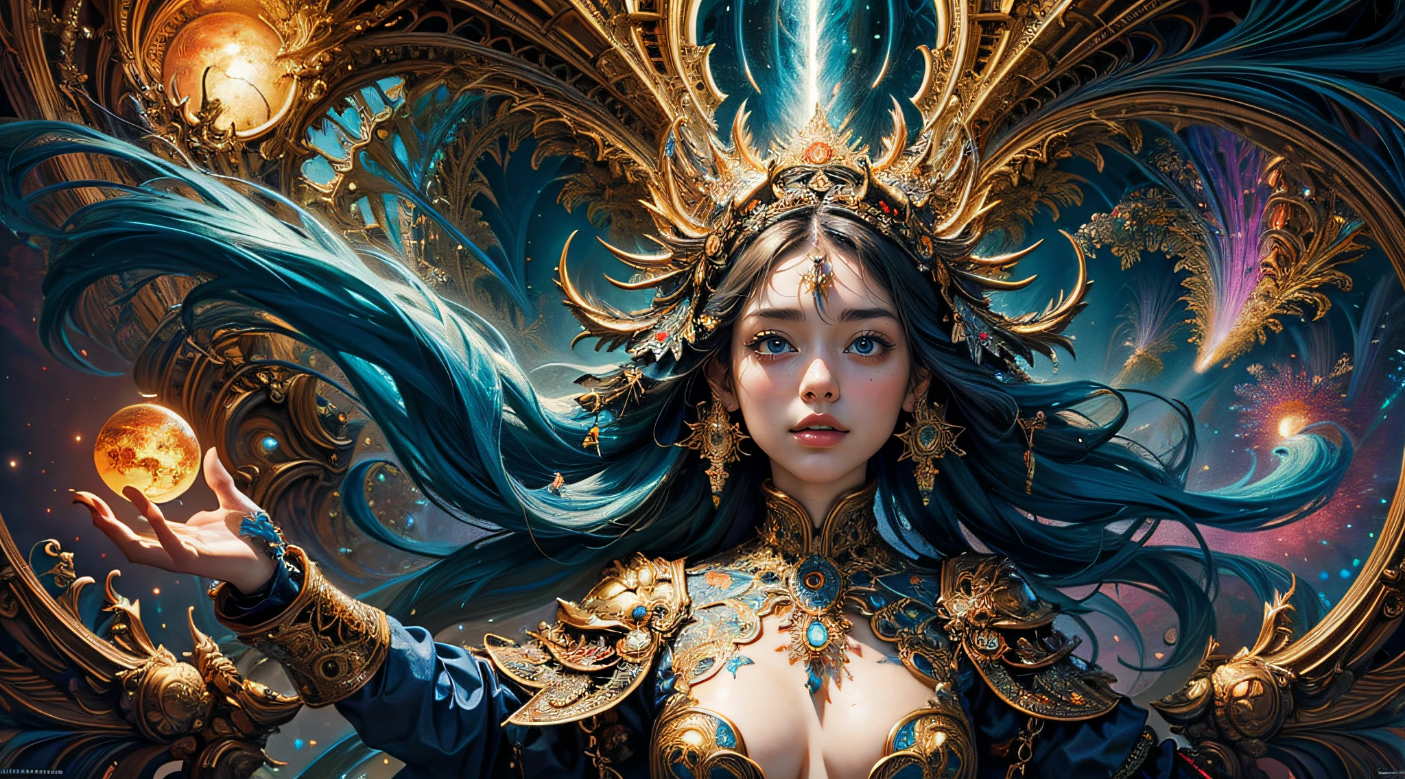 (masterpiece, top quality, best quality, official art, beautiful and aesthetic:1.2), (1girl), extreme detailed,(fractal art:1.3),colorful,highest detailed