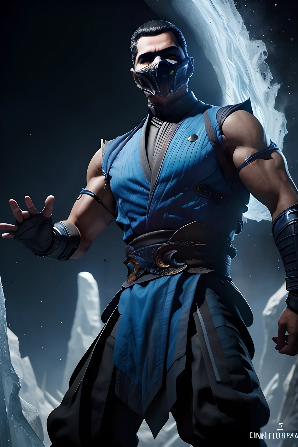 ((Subzero do mortal Kombat, ultra realistic)), (((corpo inteiro))), ((perfect hands)), atordoante, hyper realistic, octan render, surrounded by the effect of cold air and ice, Estilo Mortal Kombat, fundo antigo, elegante, atordoante, (papel de parede), arte conceitual, detalhes intrincados, altamente detalhado, ((cinemactic)), Dramatic, (extremely high quality, Concedido, master part:1.5), (fotorrealista:1.5), fotografia, Realistic photo, Nikon, Luz Natural, 4k, highes definition, XF IQ4, 150MP, 50 millimeters, ISO 1000 Certification, 1/250 Anos, Luz Natural, Adobe Lightroom, photolab, Photographic Affinity, PhotoDirector 365,