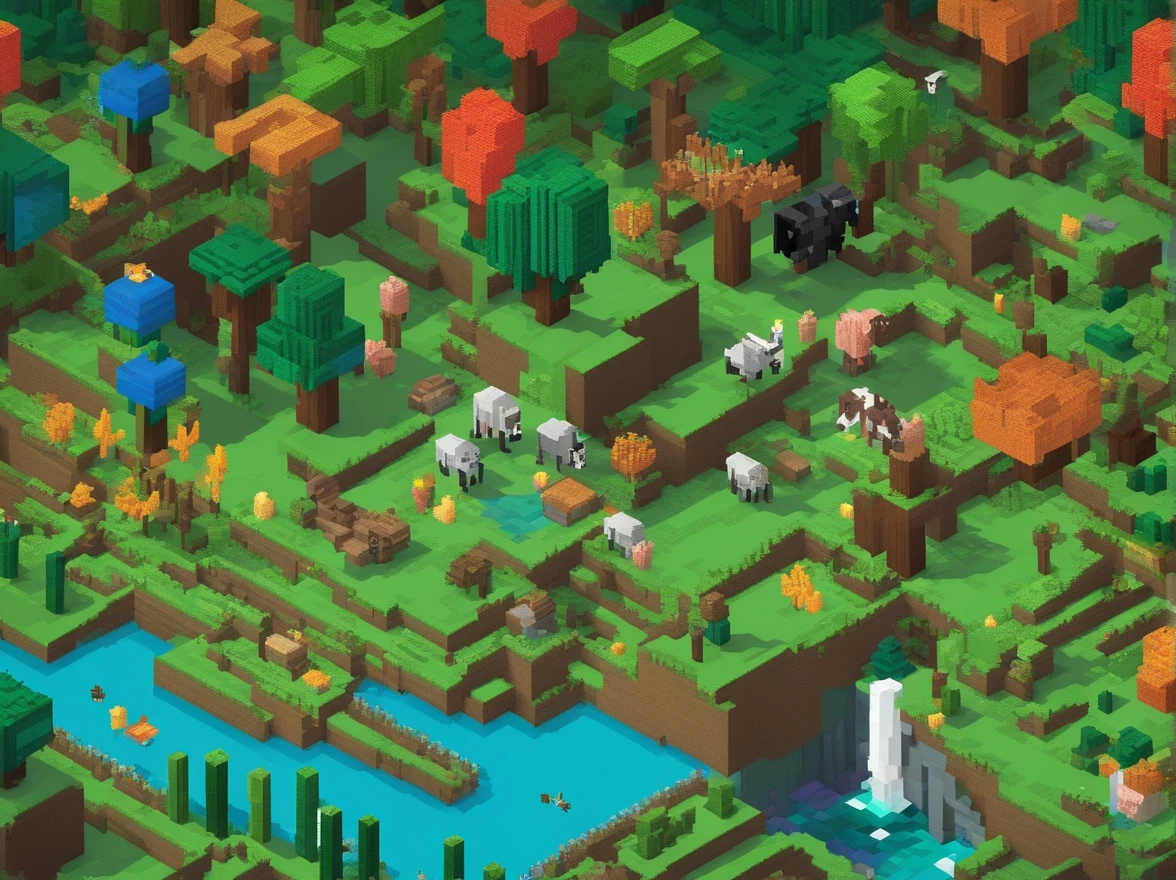 bosque con animales en minecraft