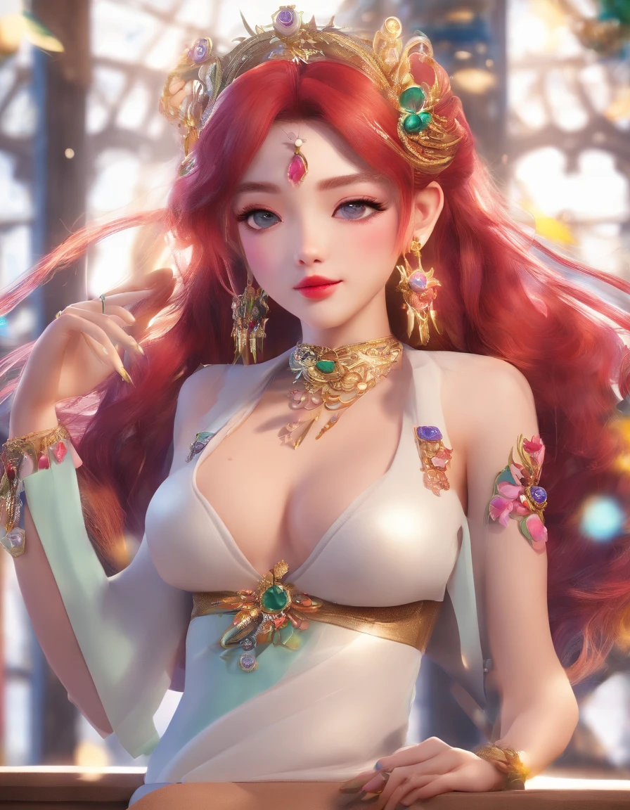 Photorealistic,((Live image)),Jeweled gold crown,Gorgeous diamond crown,Noble queen style((Realistic real people))Ultra-realistic realism,Live real people, 超高分辨率, Ultra detailed, Detailed lips and skin, Perfect lips and skin, with emerald green eyes, perfect face,girly face,Small face,albino skin, pink hair with long strands,, gigantic cleavage breasts,Deep cleavage,A plump chest, Feminine, Detailed body, Sexy flesh,Tattoos on the flesh,(Detailed face: 1.1),(Seductive eyes), 4K, Beautiful feet, (Masterpiece: 1.2), (Best quality: 1.2), Multiple Beautiful Women, Wide and thick buttocks, Slender and rounded legs, Tiny micro bikini,White miniature bikini bra,Miniature thin tong ,Gold tong,Hourglass figure, Reveal the perfect flesh,Standing in the ring,Wearing red boxing gloves,Participate in combat competitions