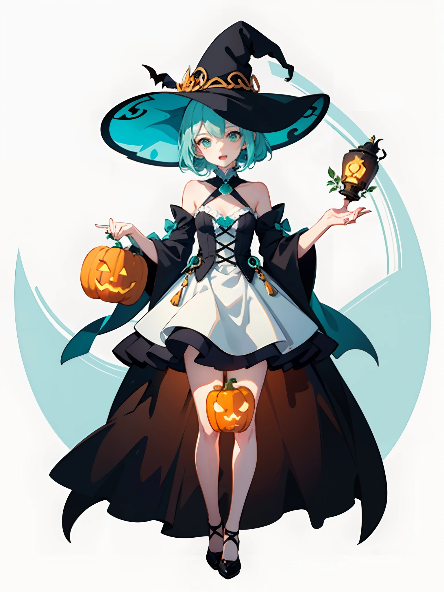 Mouth of Harbour Bay、Cute witch art logo、Pumpkin Lantern、circle、(White background)、Pastel Green、Pastel Orange、gradients、Minimum and pure — all、It features a simple、ultra-detailliert、Detailed drawing、vectorized、silhuette、8K。