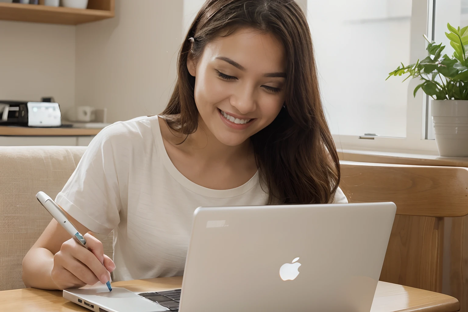 Create a cover image for a blog article. This image should represent the website creation service. We can use a happy person using a laptop.