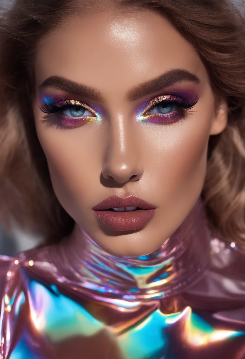 roupas de PVC de cor transparente, prismatic, Holographic, ruiva sexy inspirada em raposa zemi nua