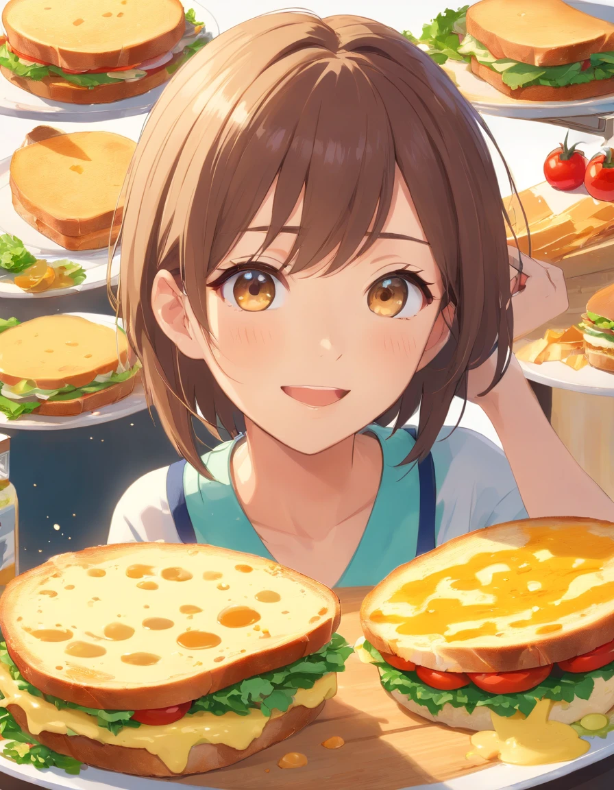 (best quality,4k,8k,highres,masterpiece:1.2),ultra-detailed,realistic,healthy omelette sandwiches,whole wheat bread,lettuce,tomatoes,avocados,low-fat cheese,white background,subject,delicious-looking omelette,crispy bread, fresh and green lettuce, juicy red tomatoes,ripe and creamy avocados,low-fat and perfectly melted cheese,highlighted subject,impeccable food presentation,appetizing colors,oil-free cooking style,perfectly balanced ingredients,hygienic and sanitary conditions.