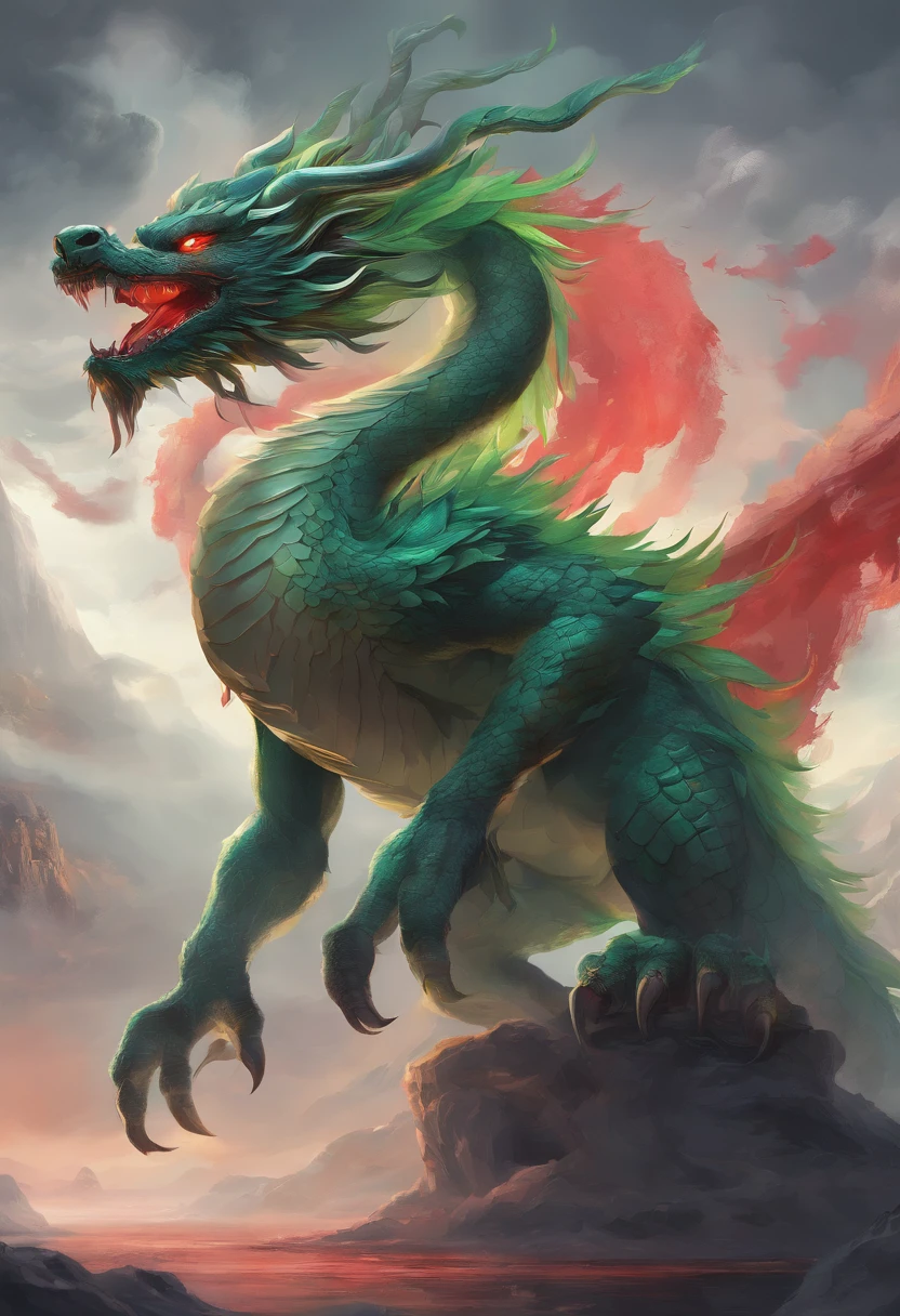 childish,china style,Chinese mythology,Chinese Green Dragon,tosen,Ferocious,immensity,
Eyes glow red,glow effect,Surrounded by clouds,Thick clouds,buliding,中景 the scene is,Full body like,
Highly detailed surreal VFX,OC rendering,plushies