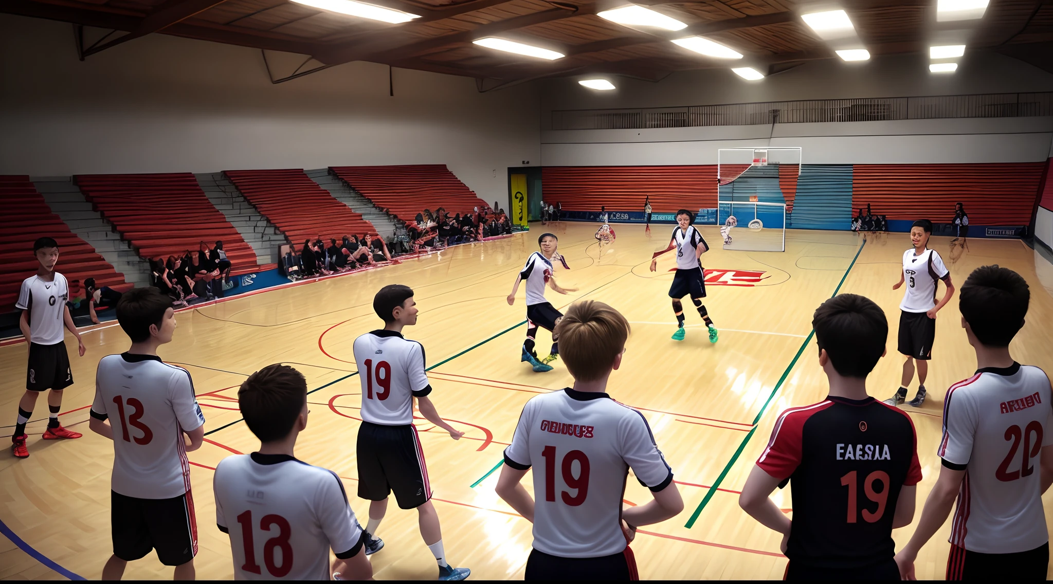 Narrating futsal in a crowded gym