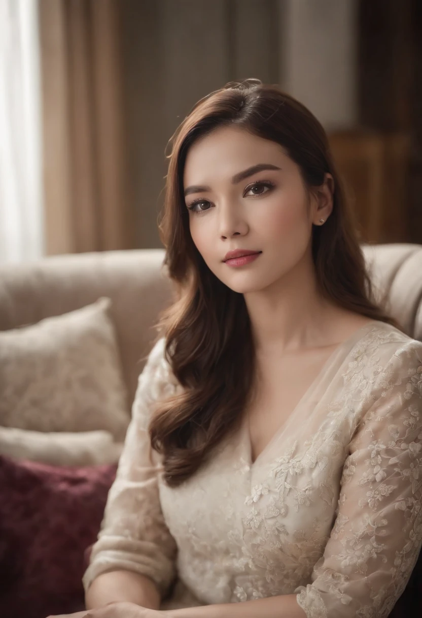 Pria paruh baya Fotorealistik Masterpice di sofa, Memegang Bir, Tubuh Penuh Sempurna, Wajah Sempurna, HD, bingkai jarak