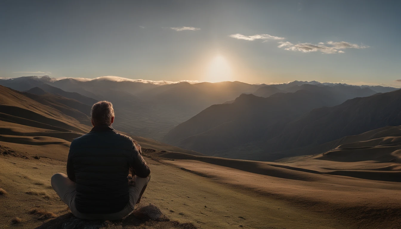 una foto de un mate argentino, in the background an incredible landscape of Peru, tomada con Sony Alpha a9 II y Sony FE 24-70 mm F2,Objetivo 8 GM II, luz natural, hyperrealism photography, ultra detallada