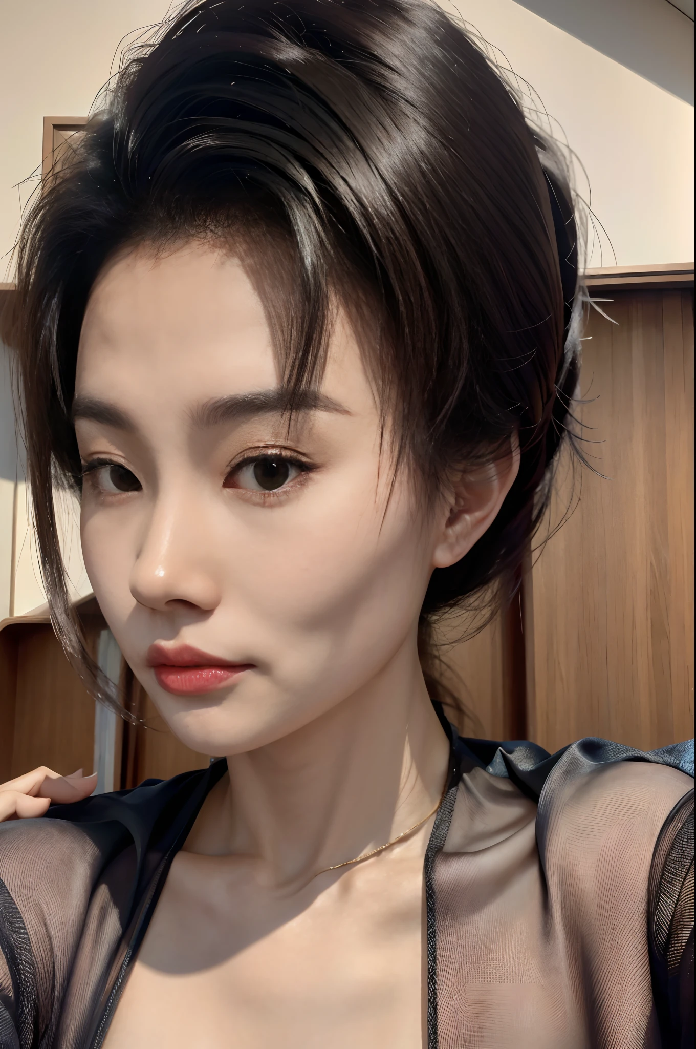 (1girll:1.3)，(view the viewer:1.4)，(anatomy correct:1.4)，(Accurate and perfect face:1.3)，hyper HD, structurally correct, High detail,Cinematic lighting, Masterpiece, super detailing, High quality, High detail, Best quality, 16k，High contrast，small tits，flatchest，Chest flat，delicated，goosebumps,Goose - meat，（Fidelity：1.3），（tmasterpiece：1.2），（best qualtiy），（skin detailed：1.3），（Complicated details），dramatics，photore，visual novel，filmgrain，depth of fields， top-quality, (reallistic:1.3), (真实感, Hyper-realism:1.2), (tmasterpiece), twists (High details), Detail Skins, short:1.2, (High details:1.1)，Long hair hanging down