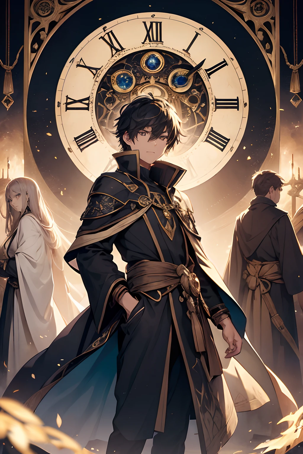 emporalArtisan, the master of Chrono-Forging, stands poised with one hand extended towards a twisting, time-woven tapestry. Their other hand holds a clock-like relic. Their robes ripple with the shifting sands of time, reflecting the alternate timelines they can forge.