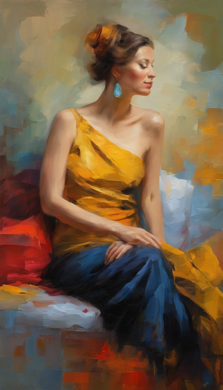 A painting of a woman with her eyes closed, ((golden ratio}} laying on the sofa after a long night on the town, a sensual painting, a Beautiful expressive painting, Wadim Kashin. Ultra photo realism, Louise Ross, digital painting art, Perceptual digital painting, Stylish digital painting, Bonito painting, glossy digital painting, beautiful digital painting, digital art painting, Fine paintings, ((Rod acrylic paint)).