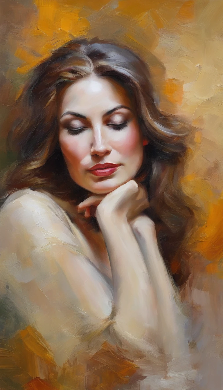 A painting of a woman with her eyes closed, ((golden ratio}} laying on the sofa after a long night on the town, a sensual painting, a Beautiful expressive painting, Wadim Kashin. Ultra photo realism, Louise Ross, digital painting art, Perceptual digital painting, Stylish digital painting, Bonito painting, glossy digital painting, beautiful digital painting, digital art painting, Fine paintings, ((Rod acrylic paint)).