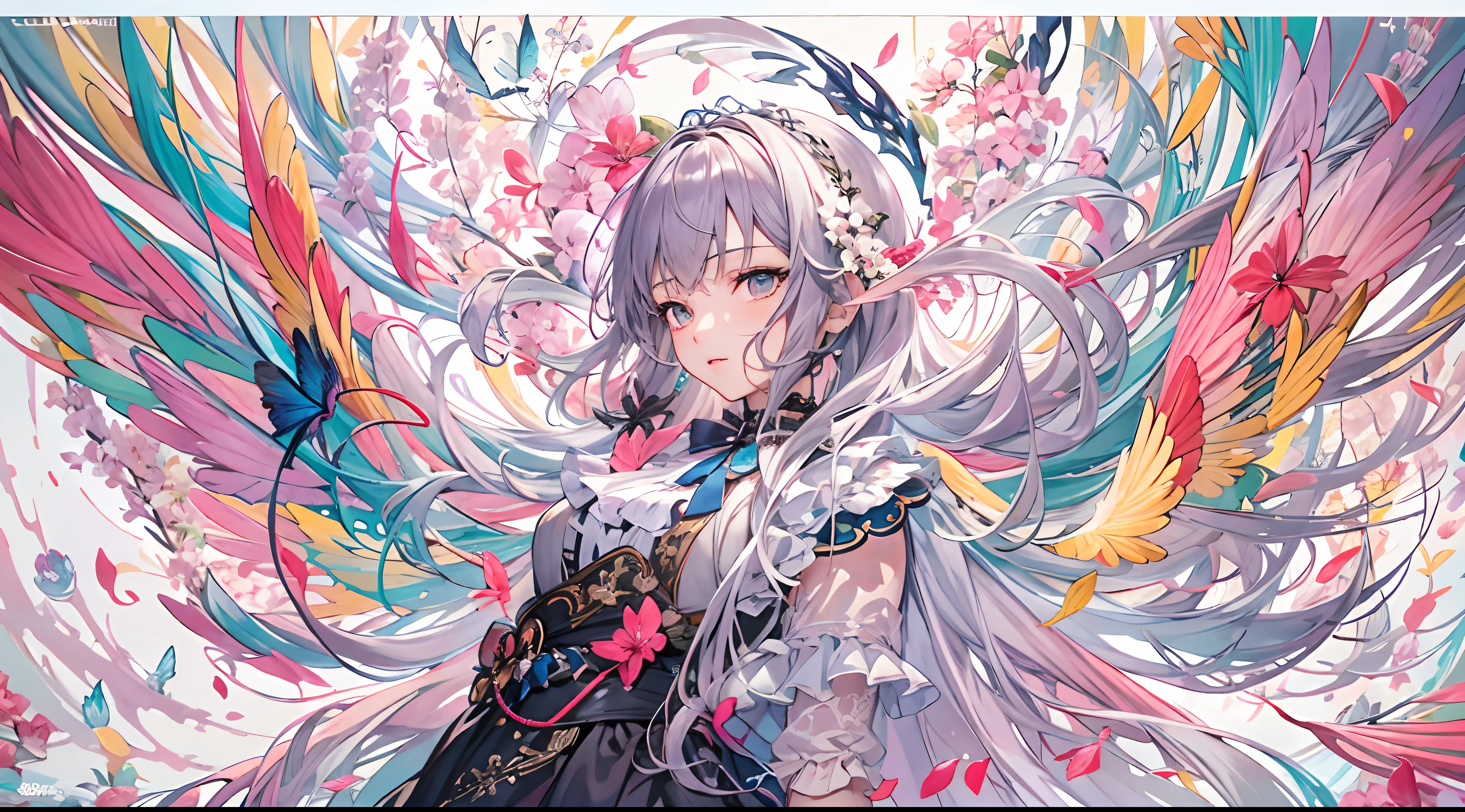 tmasterpiece、top-quality、ultra - detailed、offcial art、aestheticly pleasing、1girl in、Fault art:1.5、extremely colorful:1.5