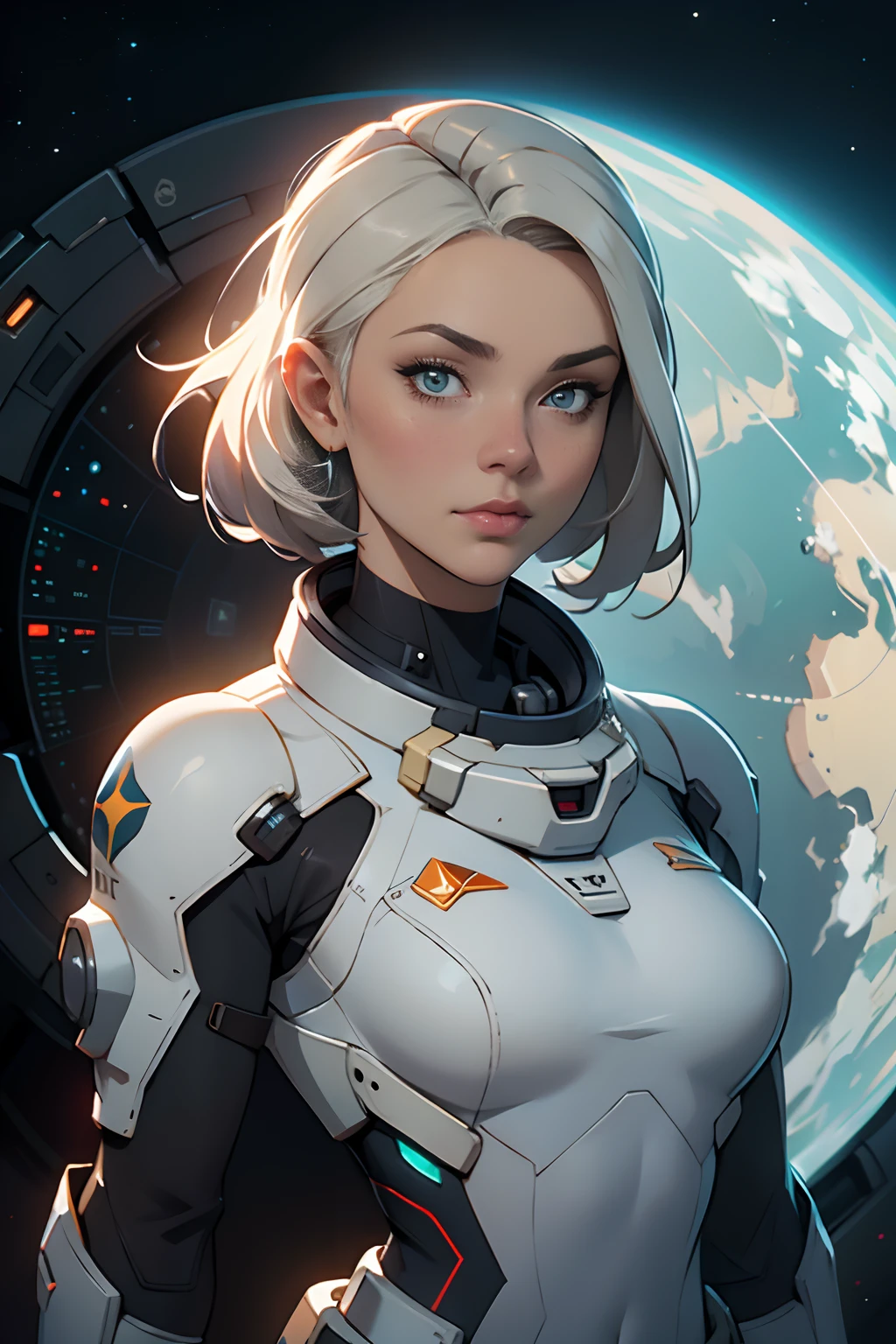 uma mulher com cabelos ruivos vestindo um terno futurista, corpo inteiro, traje Blindado Astronauta Girl, Anime Space Cadet Girl, Wojtek Fus, Alexandra Fomina Artstation, Epic science fiction character art, Epic Sci-Fi Character Art, Arte conceitual digital detalhada, Artstation Trend, Trending on Artstation HQ, Sci - science fiction character